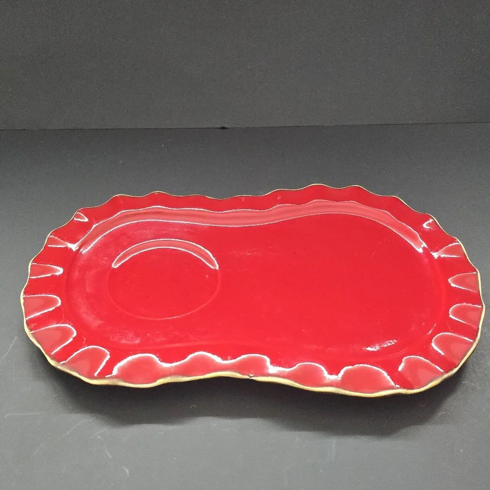 Rare Sur La Tab Breakfast Tray/Plates Red Santa Plate Made in Italy 12” Platter